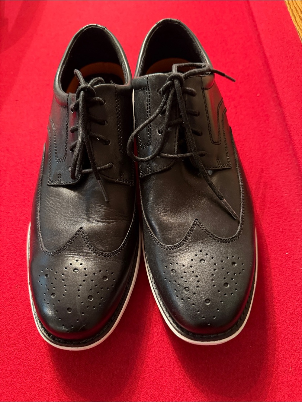 Men's ROCKPORT Black Leather Wingtip Lace-Up Dress Shoes
